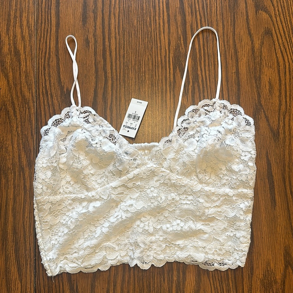 Express size small lace tank white NWT